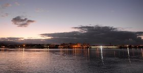 Pearl Harbor in the evening.