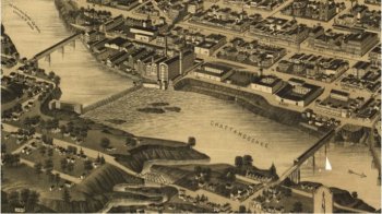 Vintage map of Columbus and targeted bridges